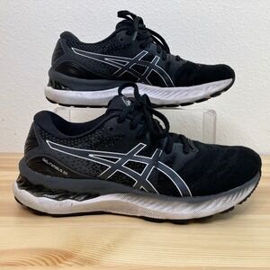 ASICS Gel Nimbus 23 Shoes Women 7.5 Running Black White Athletic 1012A885